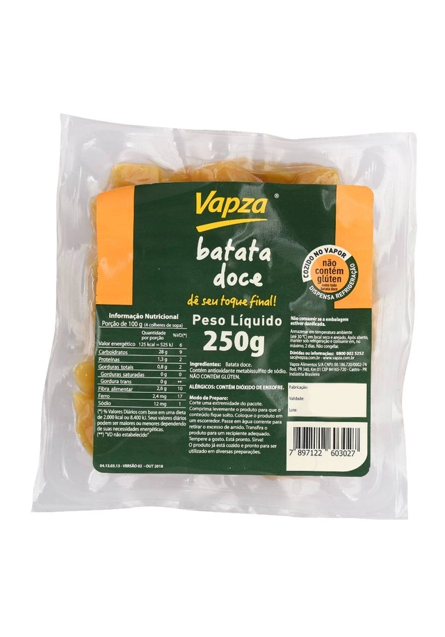 Batata-Doce Cozida no Vapor Vapza Pacote 250g