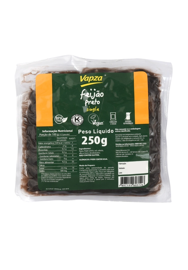 Feijão Preto Vapza Single 250g
