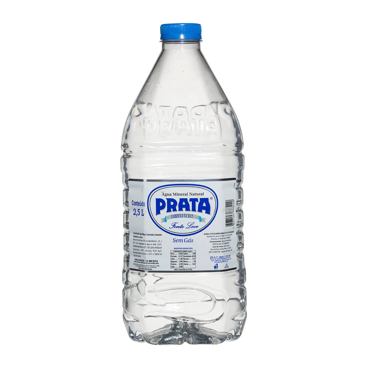 Água Mineral Natural sem Gás Prata Garrafa 2,5l