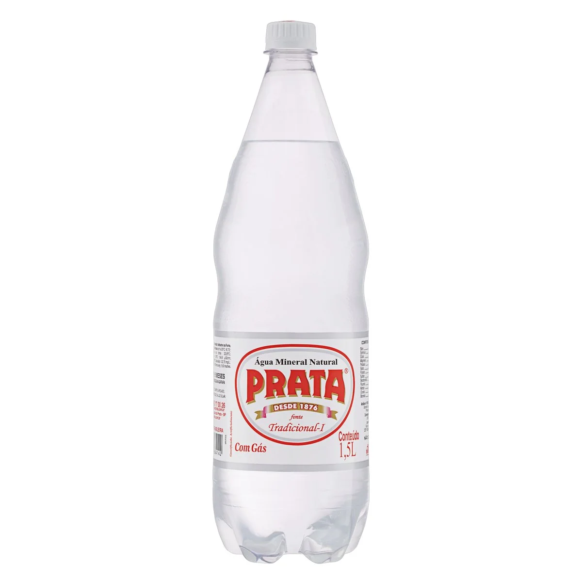 água Mineral Natural Com Gás Prata Garrafa 1,5l
