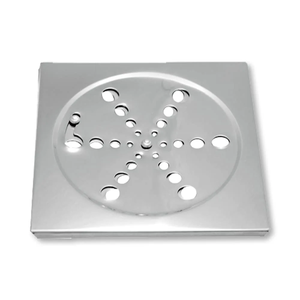 Ralo Grelha Tampa em Aço Inox Quadrada 15 x 15 Para Box de Banheiros S/ Caixilho