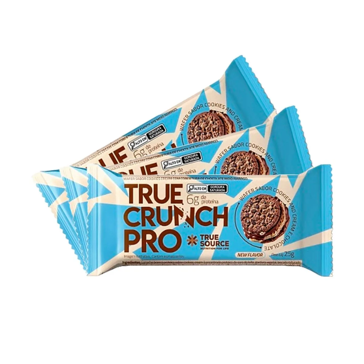 Kit 3X: Wafer Proteico True Crunch Pro Cookies And Cream True Source 25g