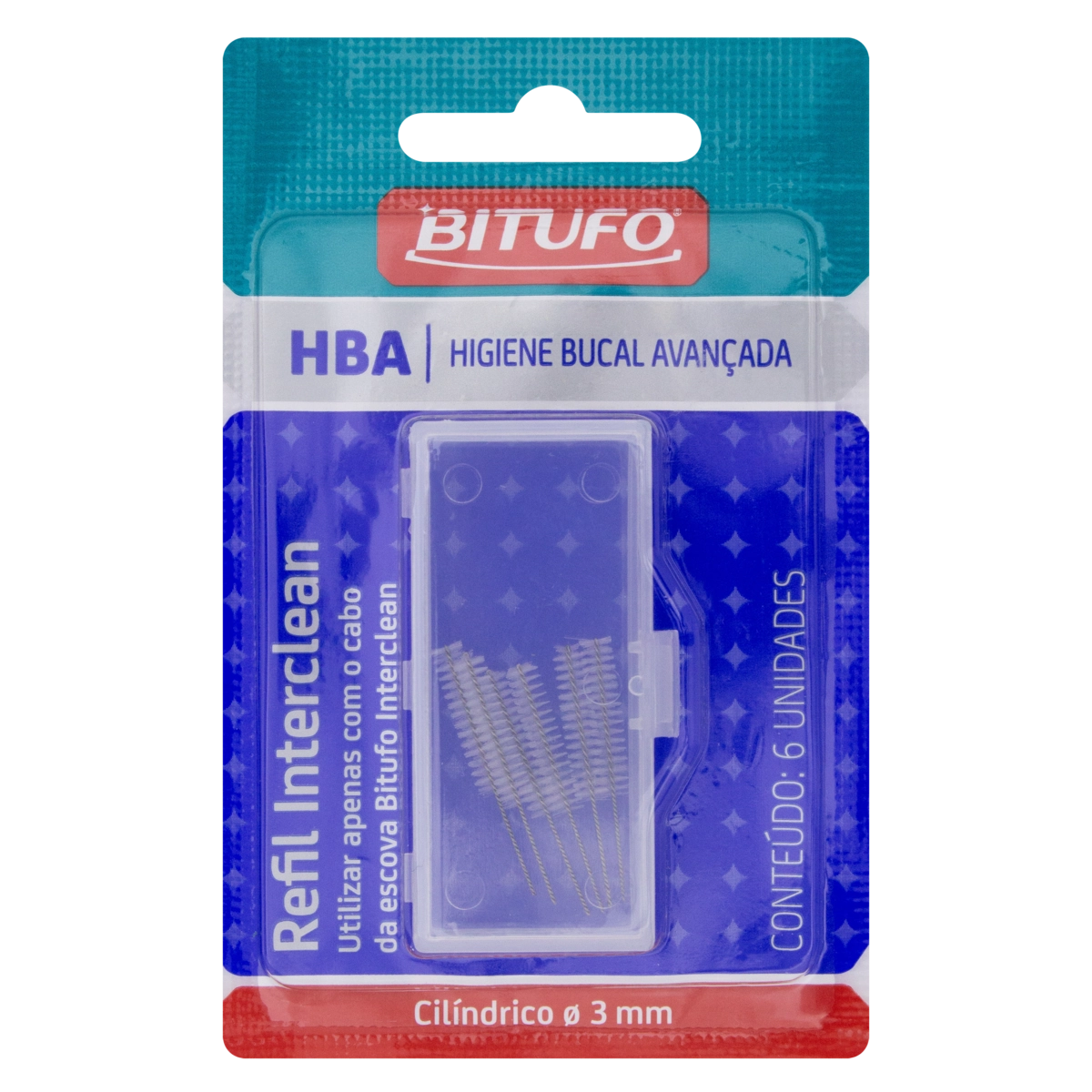 Refil Para Escova Interdental Cilíndrico Bitufo Hba 6 Unidades