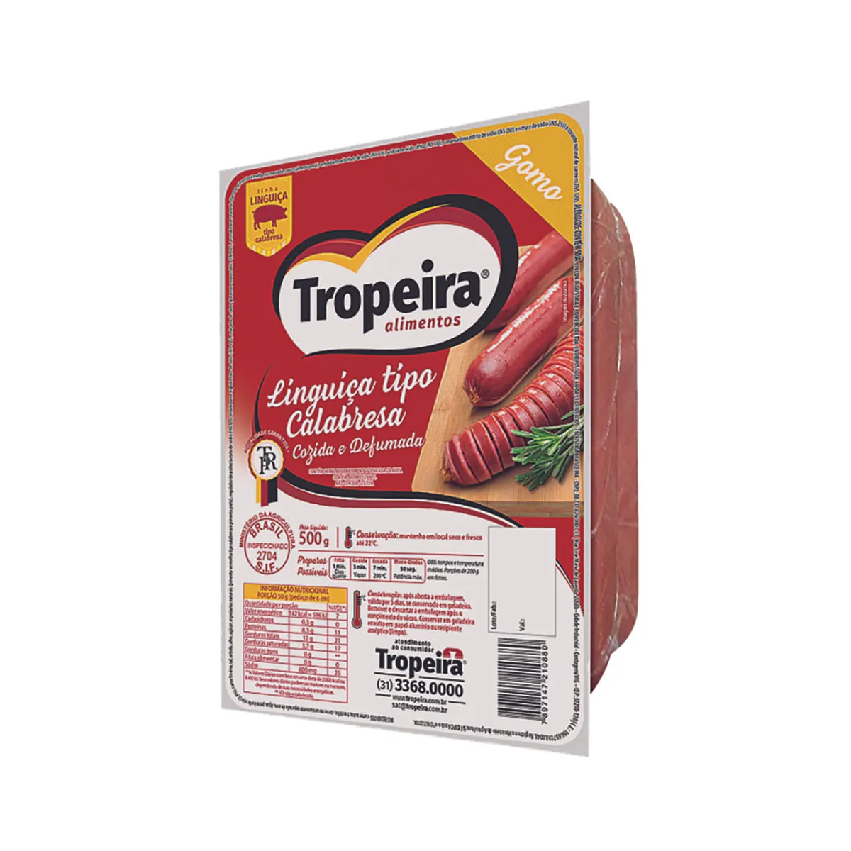 Lingüiça Calabresa Defumada Tropeira 500g