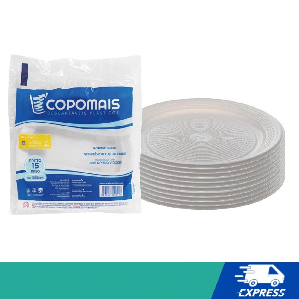 Prato Desc Copomais Branco Fundo 15cm C/10