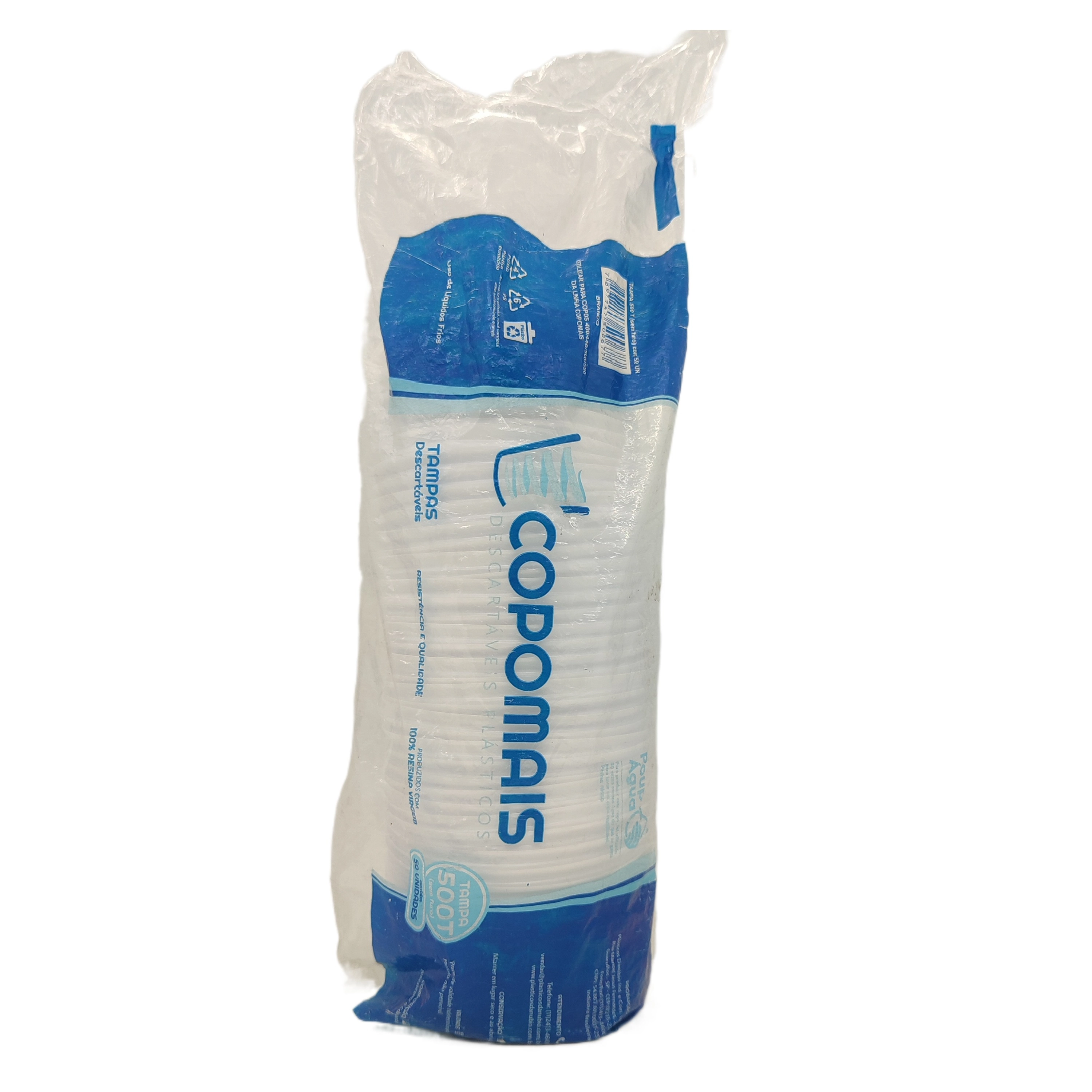 Tampa Desc Copomais 400ml/500ml S/furo Branca C/50