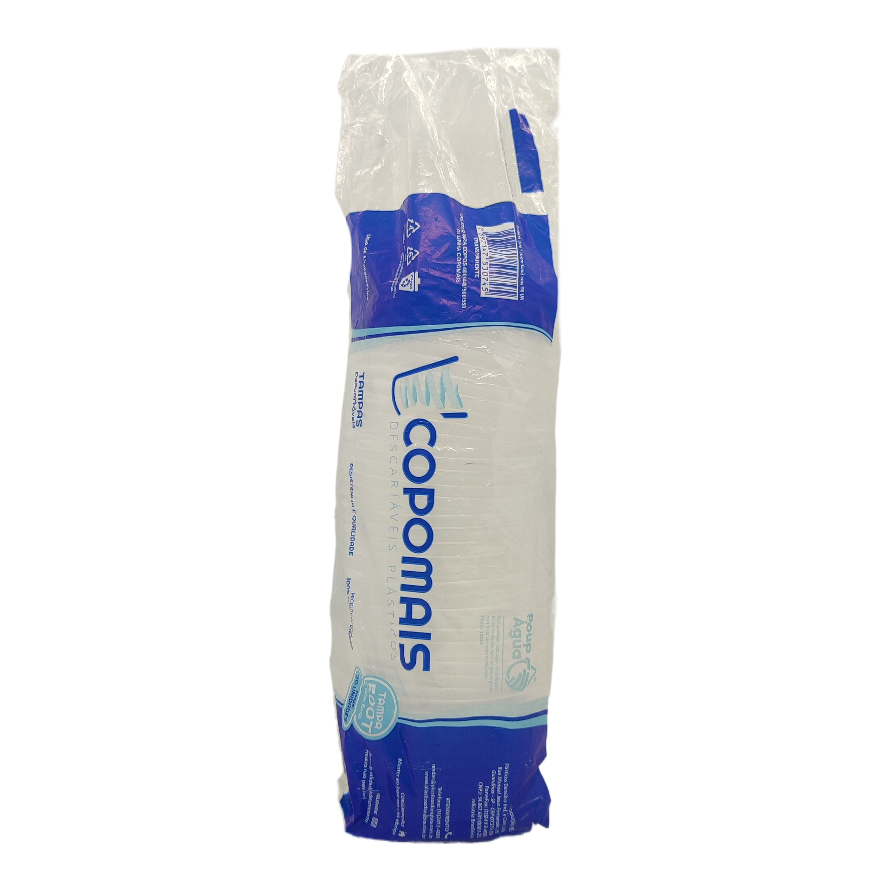 Tampa Desc Copomais 400ml/500ml C/furo Transp C/50