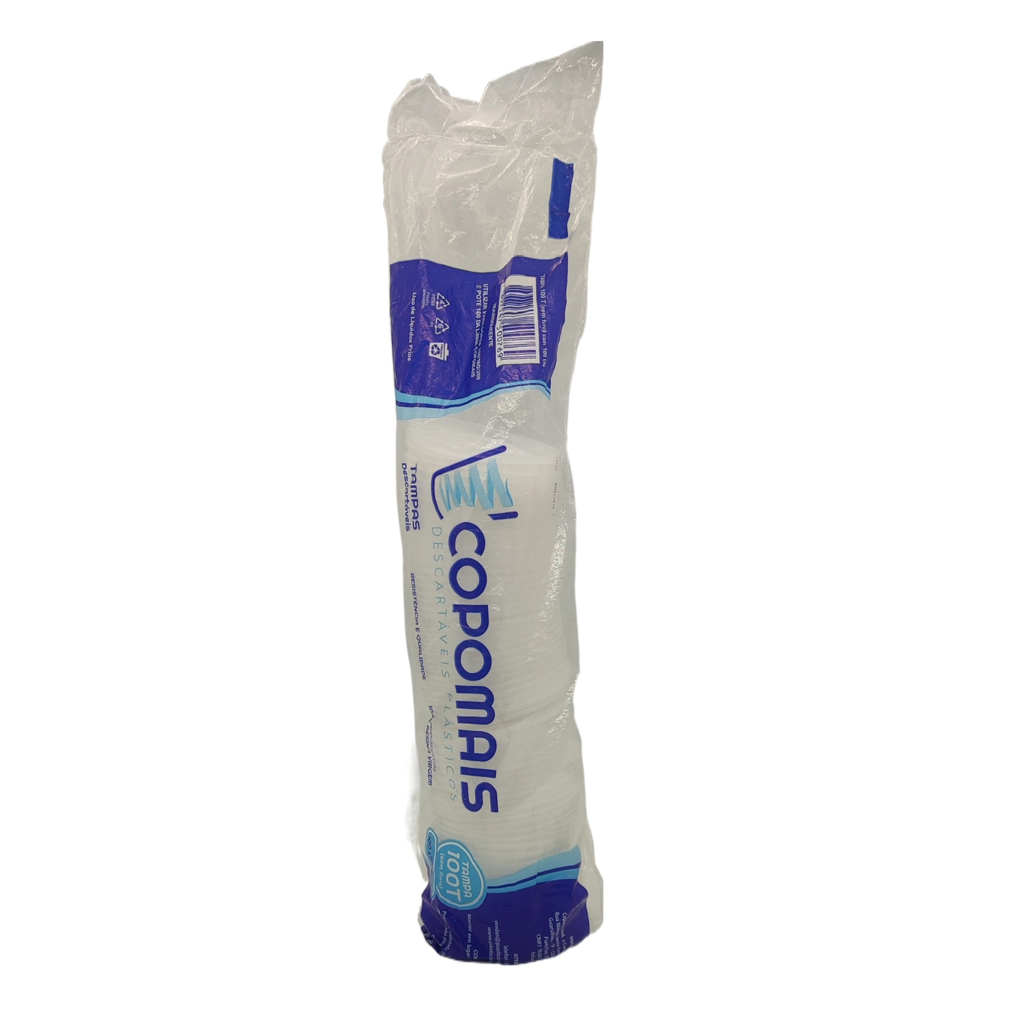 Tampa Desc Copomais 100ml S/furo Transp C/100