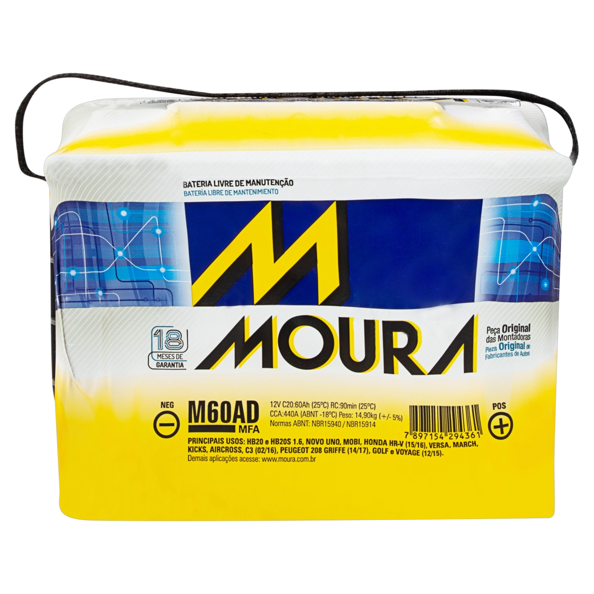 Bateria Automotiva 60ah M60ad Moura Mfa 12v