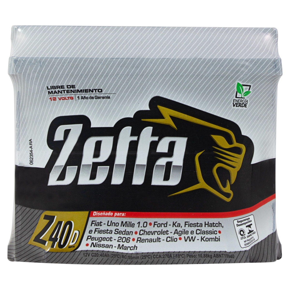 Bateria Automotiva 40ah Z40d Zetta Mfa 12v