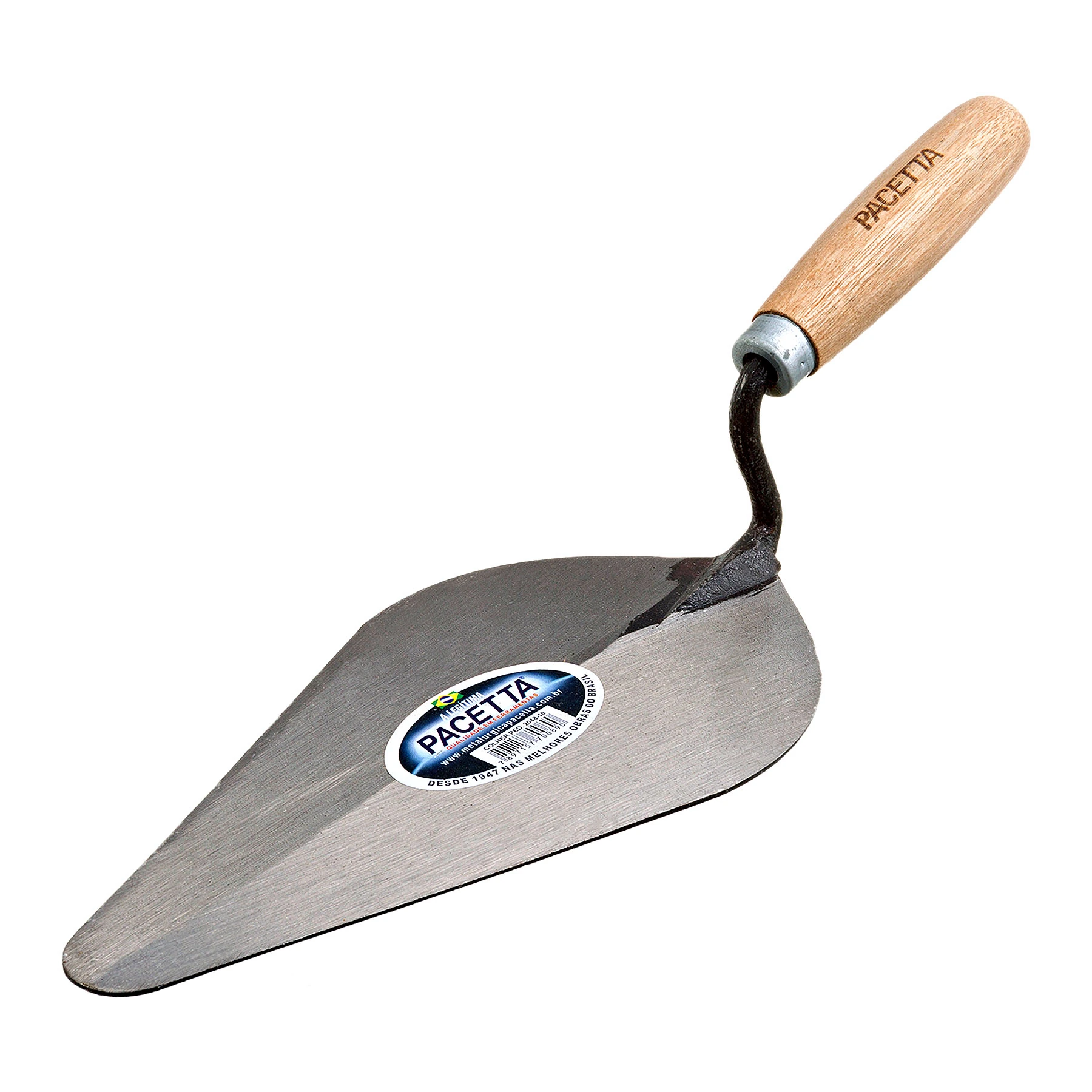 Colher de Pedreiro Canto Redondo Comp 10"com cabo madeira Pacetta