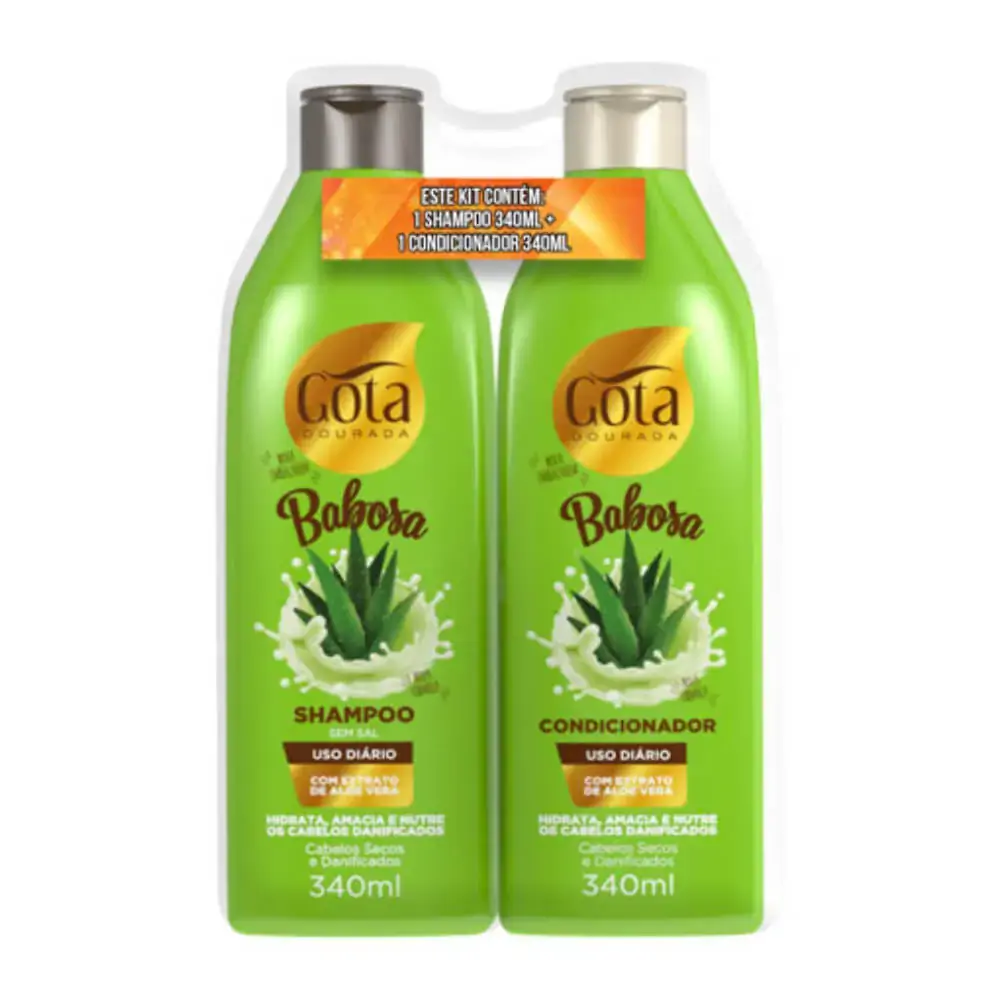Kit Shampoo Condicionador Gota Cosméticos Babosa 340ml Cada