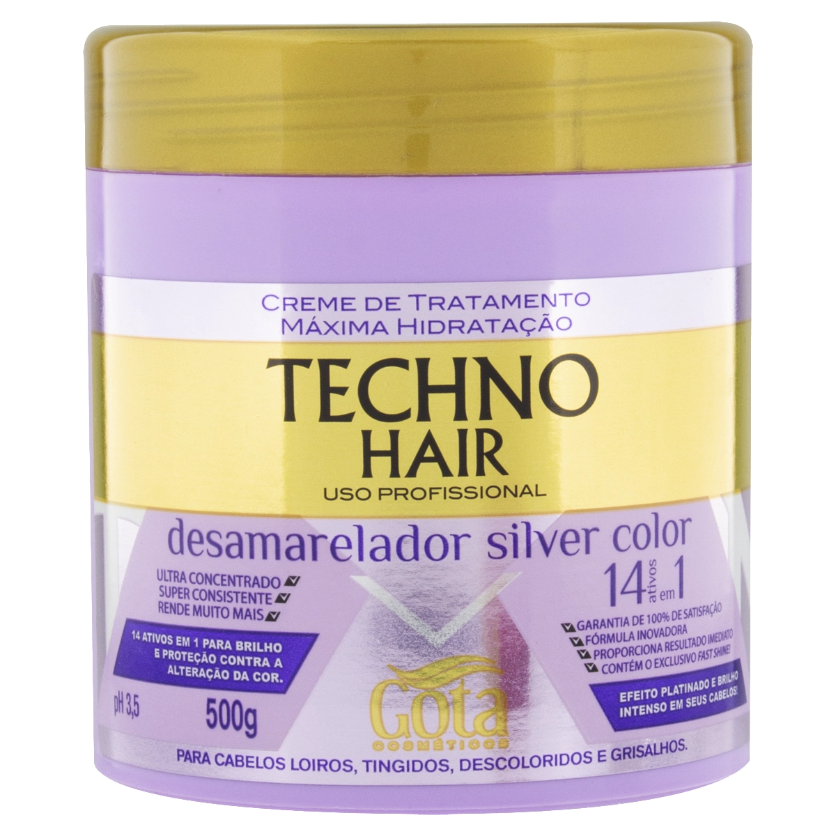 Creme De Tratamento Desamarelador Gota Cosméticos Techno Hair Pote 500g