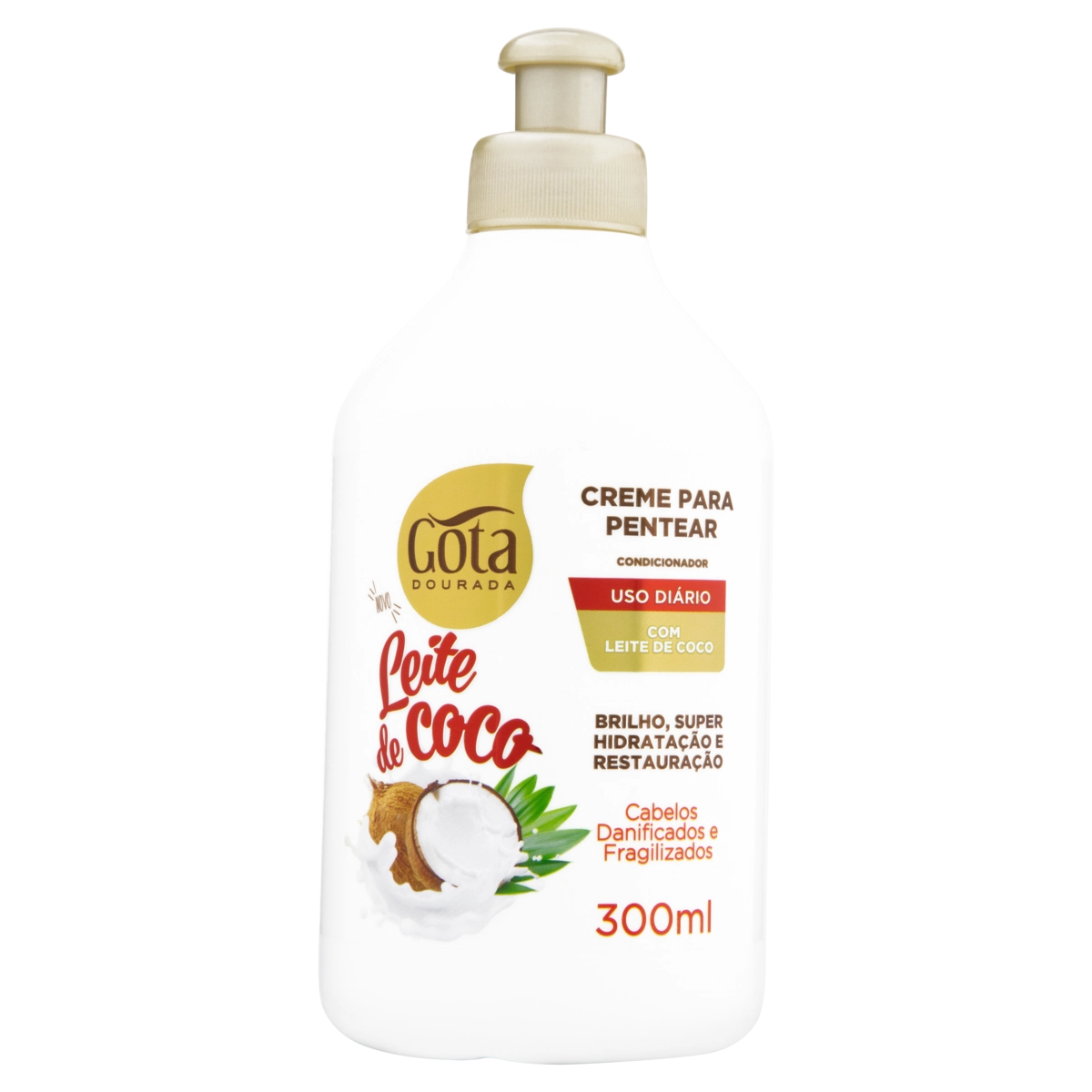 Creme Para Pentear Gota Dourada Leite De Coco Frasco 300ml