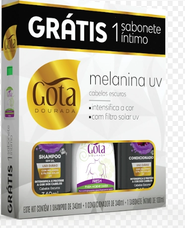 Shampoo+Condicionador Melanina Uv Com Sabonete Intimo Gota D