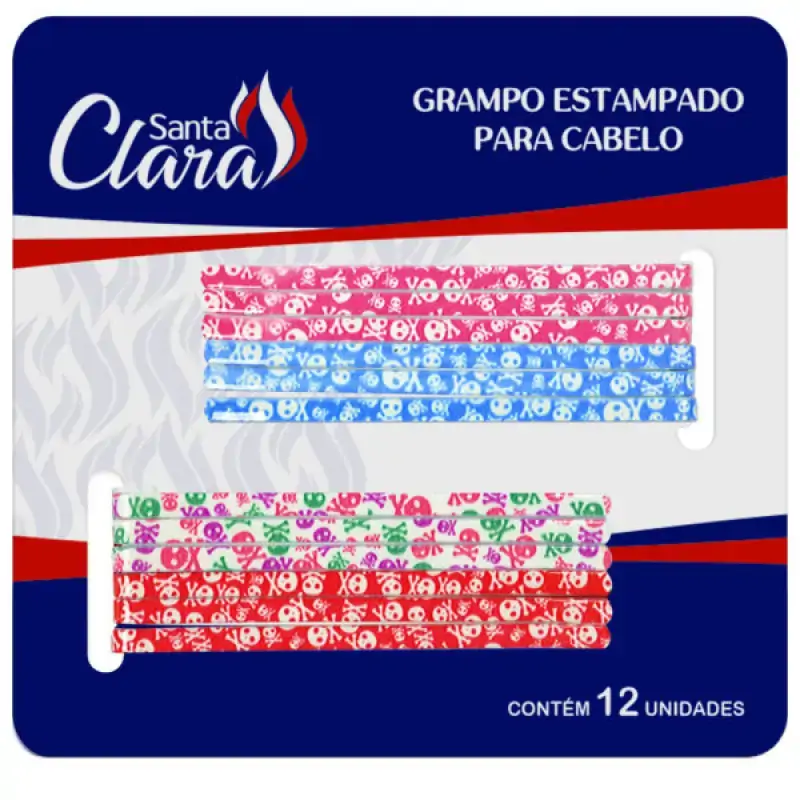 Grampo Para Cabelo Estampado Ref. 3339 12 Unidades Santa Clara
