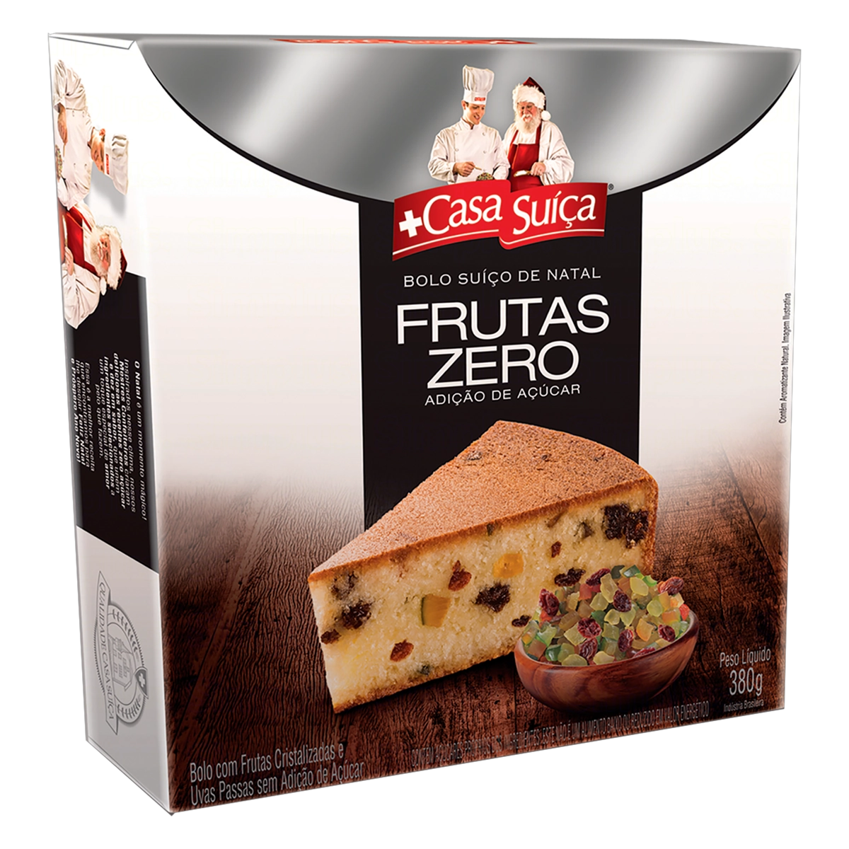 Bolo Suíço Frutas Natal Casa Suíça Caixa 380g
