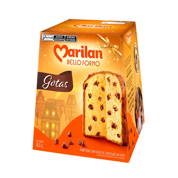 Panettone com Gotas de Chocolate ao Leite Marilan Bello Forno Caixa 400g