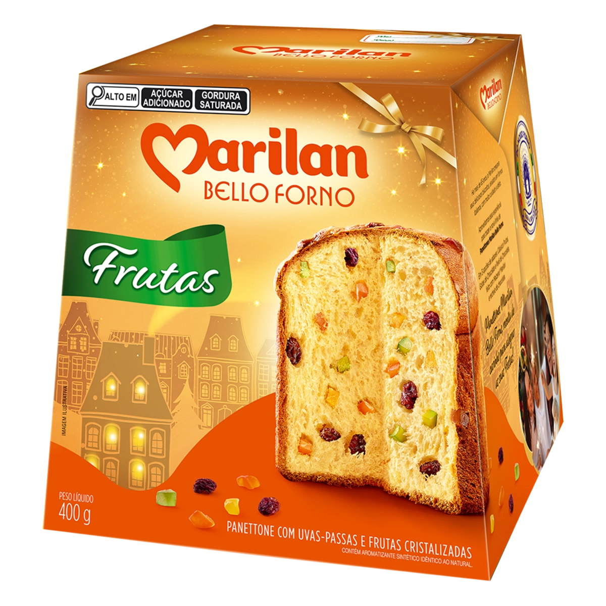 Panettone com Frutas Cristalizadas e Uvas-Passas Marilan Bello Forno Caixa 400g