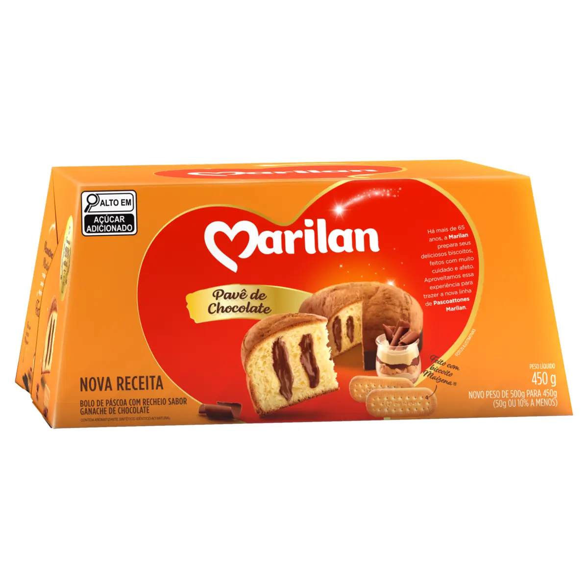 Bolo De Páscoa Pavê De Chocolate Recheio Ganache De Chocolate Marilan Pascoattone Caixa 450g
