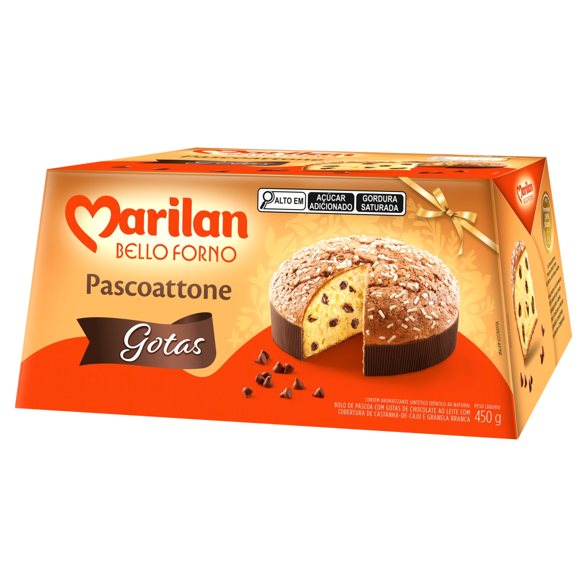 Bolo De Páscoa Com Gotas De Chocolate Ao Leite Cobertura Castanha De Caju E Granela Branca Marilan B