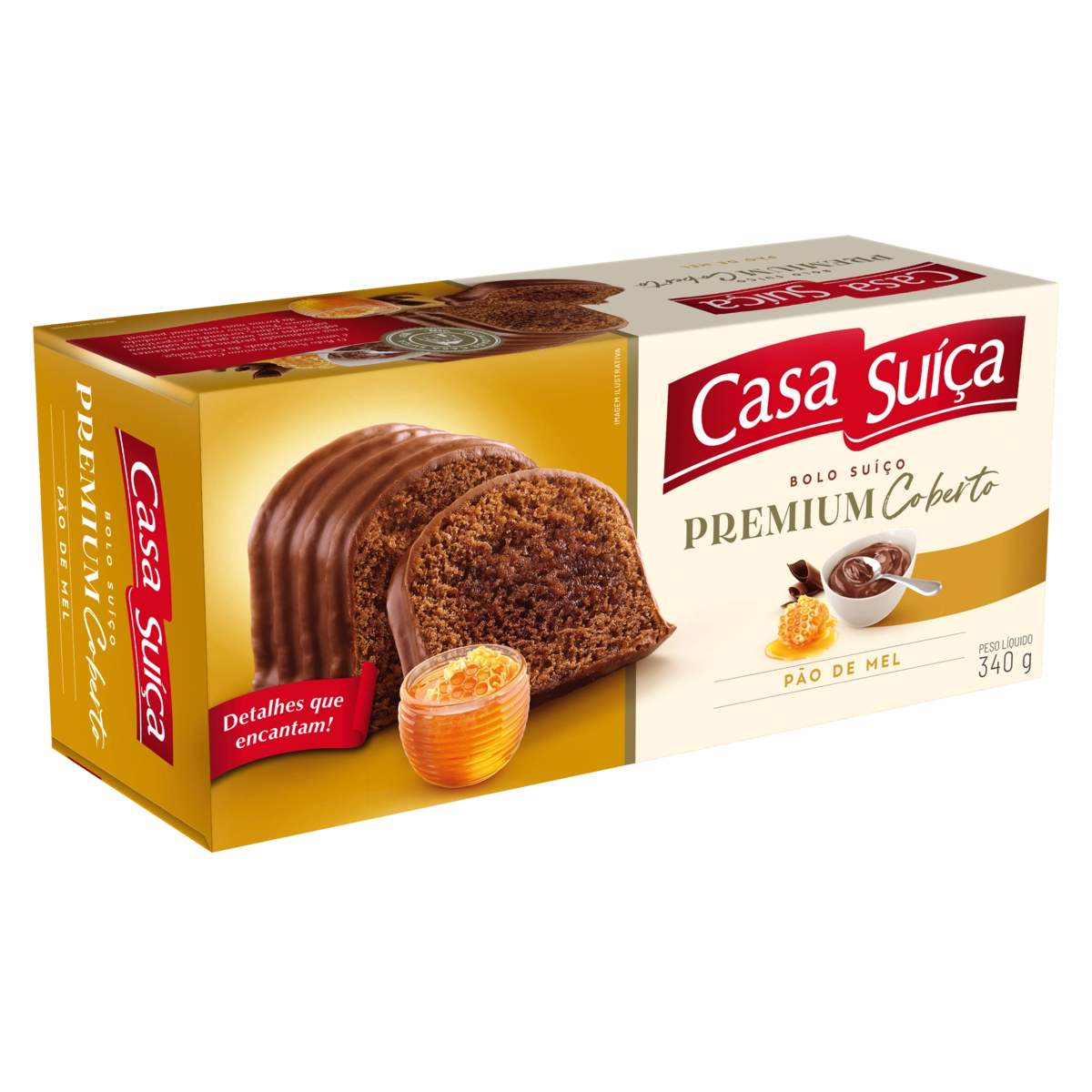 Bolo Suíço Pão de Mel Cobertura Chocolate Casa Suíça Premium Caixa 340g