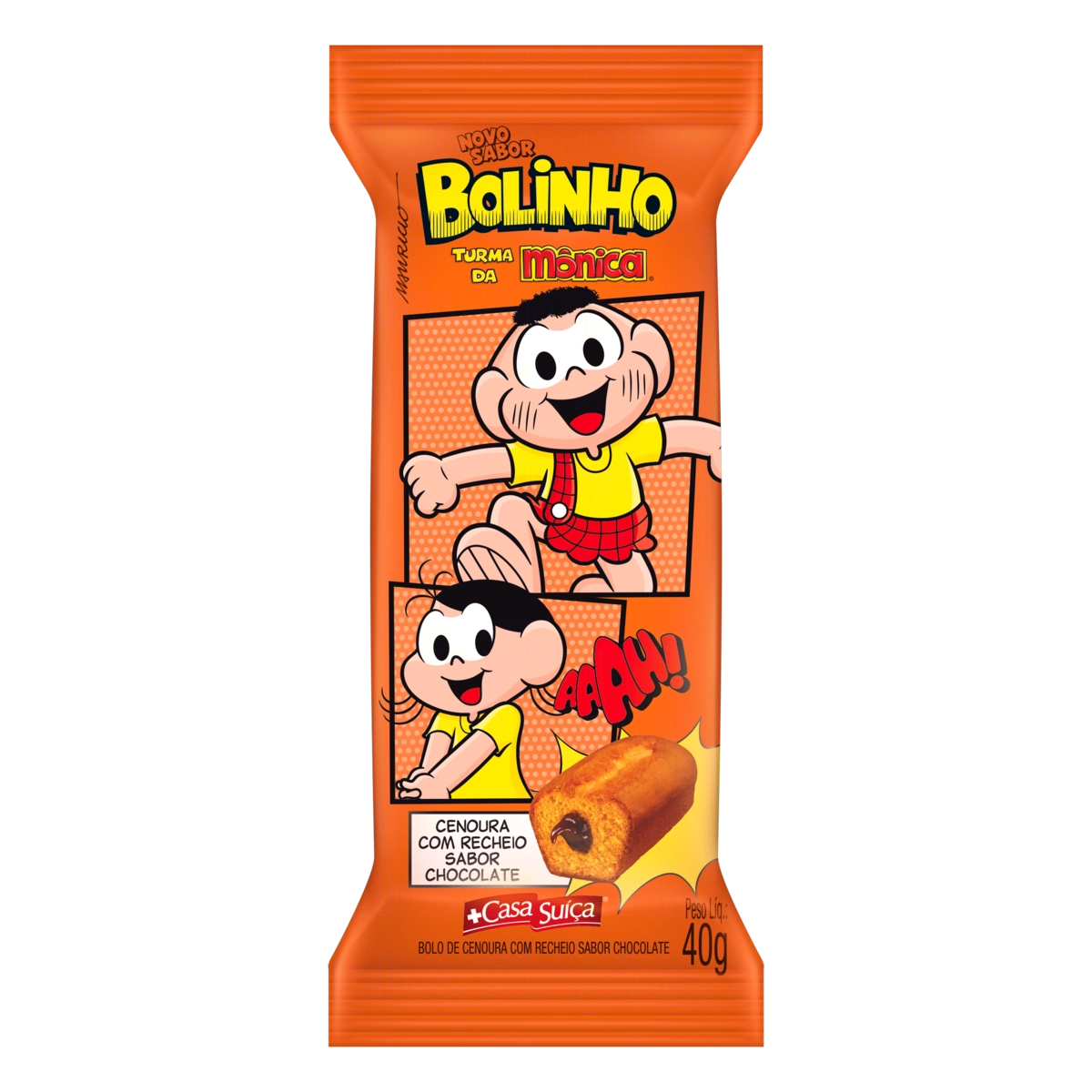 Bolinho Cenoura Recheio Chocolate Turma da Mônica Casa Suíça Pacote 40g