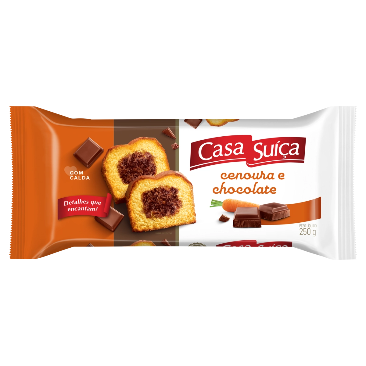 Bolo Cenoura e Chocolate Casa Suíça Café da Manhã Pacote 250g