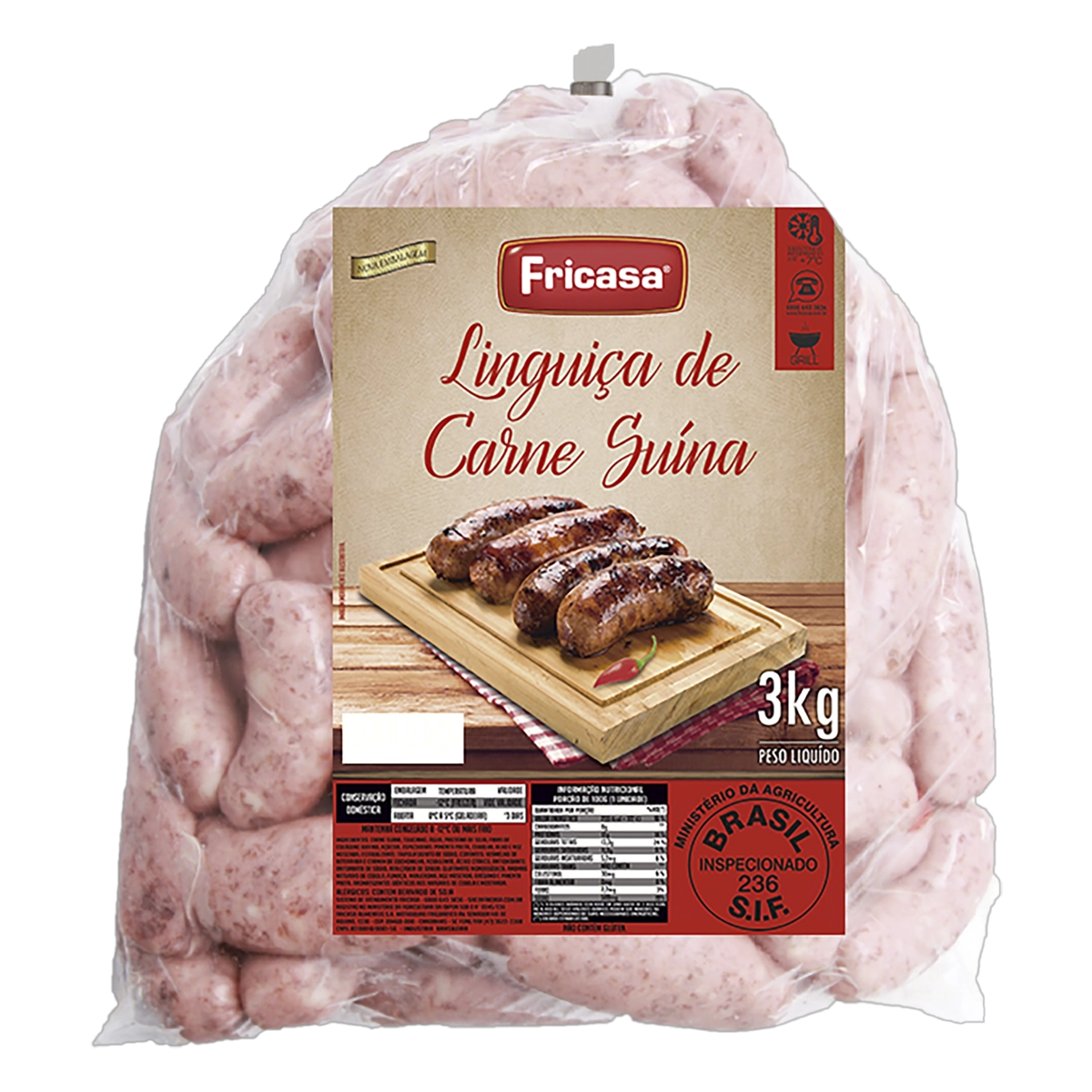 Linguiça De Carne Suína Nanica Fricasa 3kg