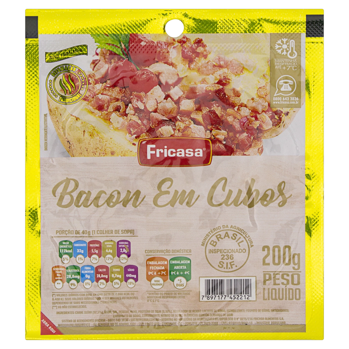 Bacon Em Cubos Fricasa 200g