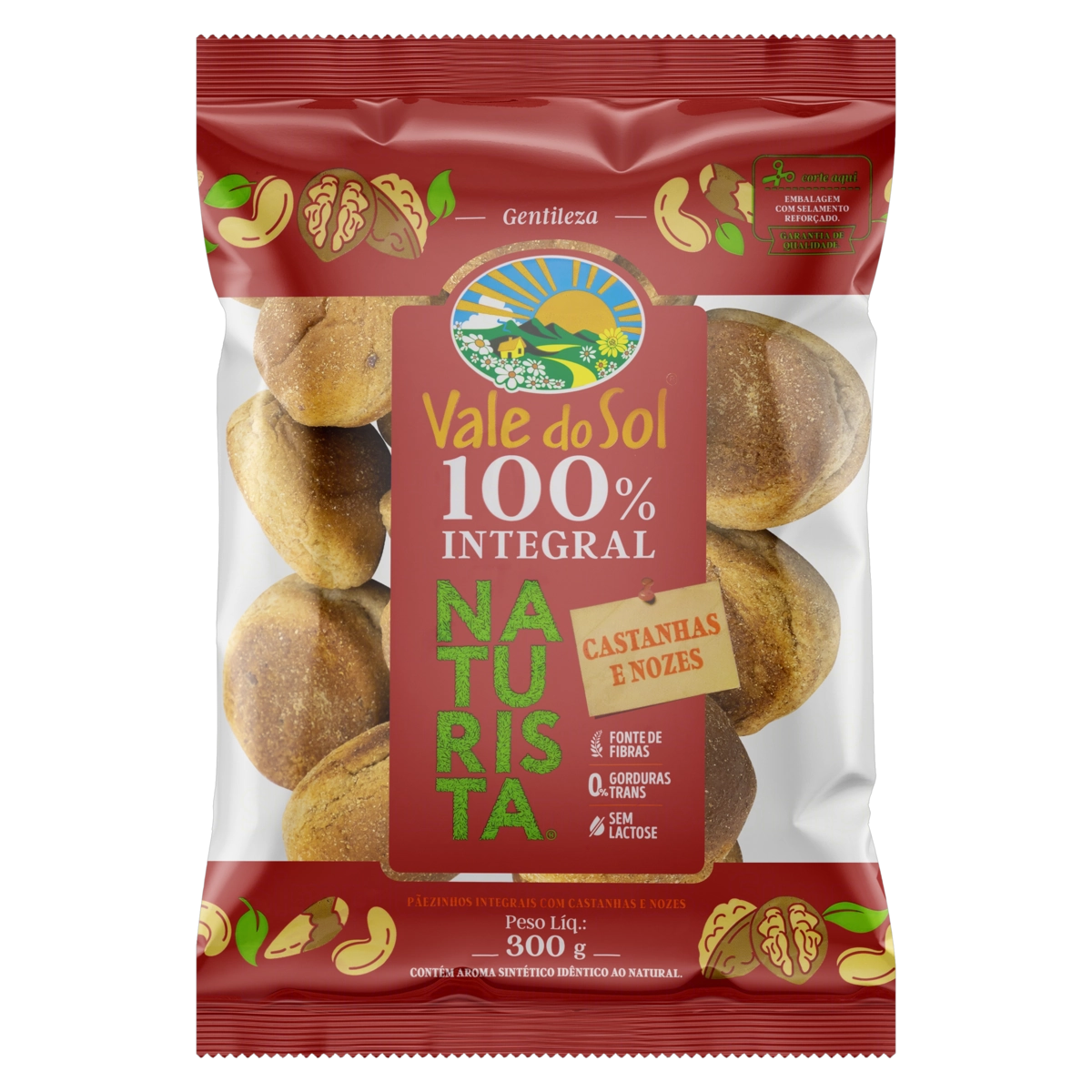 Pãezinhos Integral Castanhas E Nozes Zero Lactose Vale Do Sol Naturista Pacote 250g