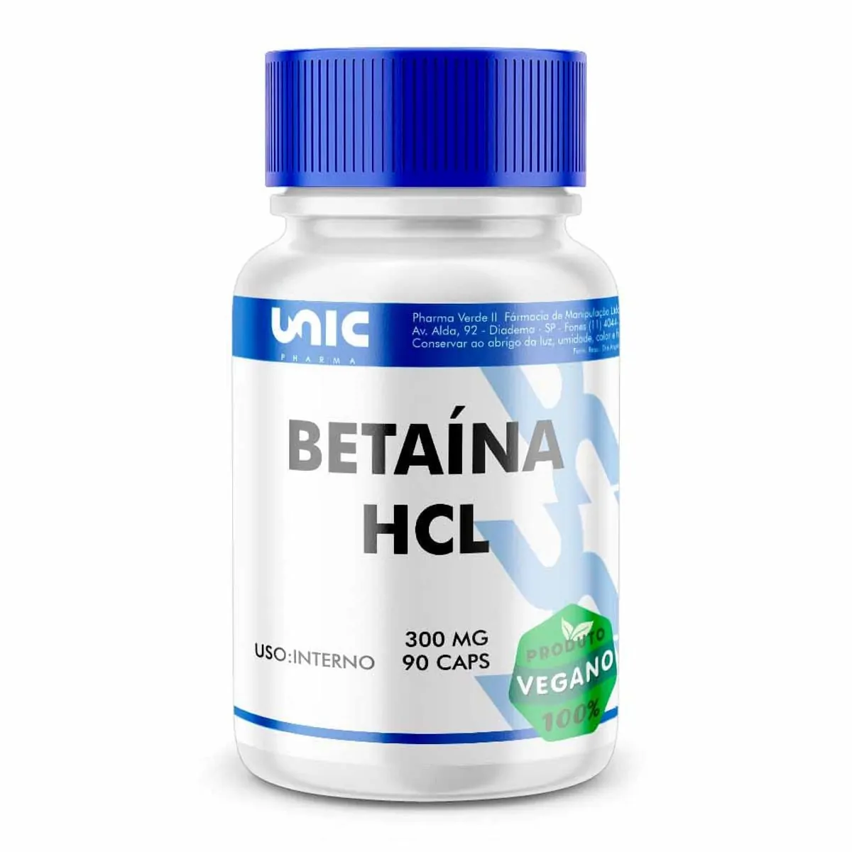 Betaina Hcl 300mg 90 Cápsulas Vegan