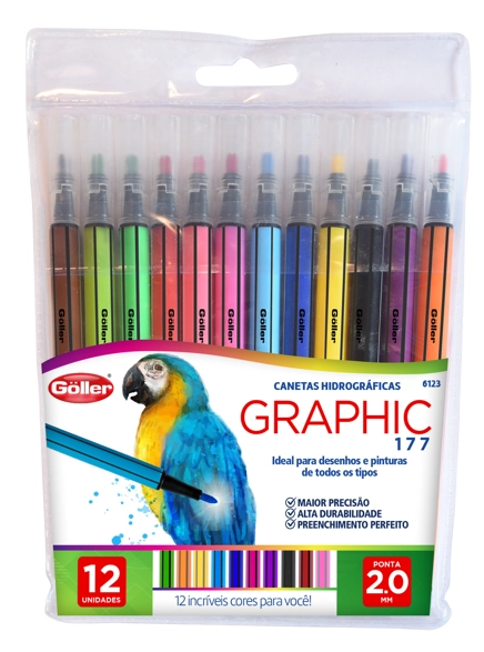 Conjunto Canetas Hidrograficas Graphic C/12 Goller 6123