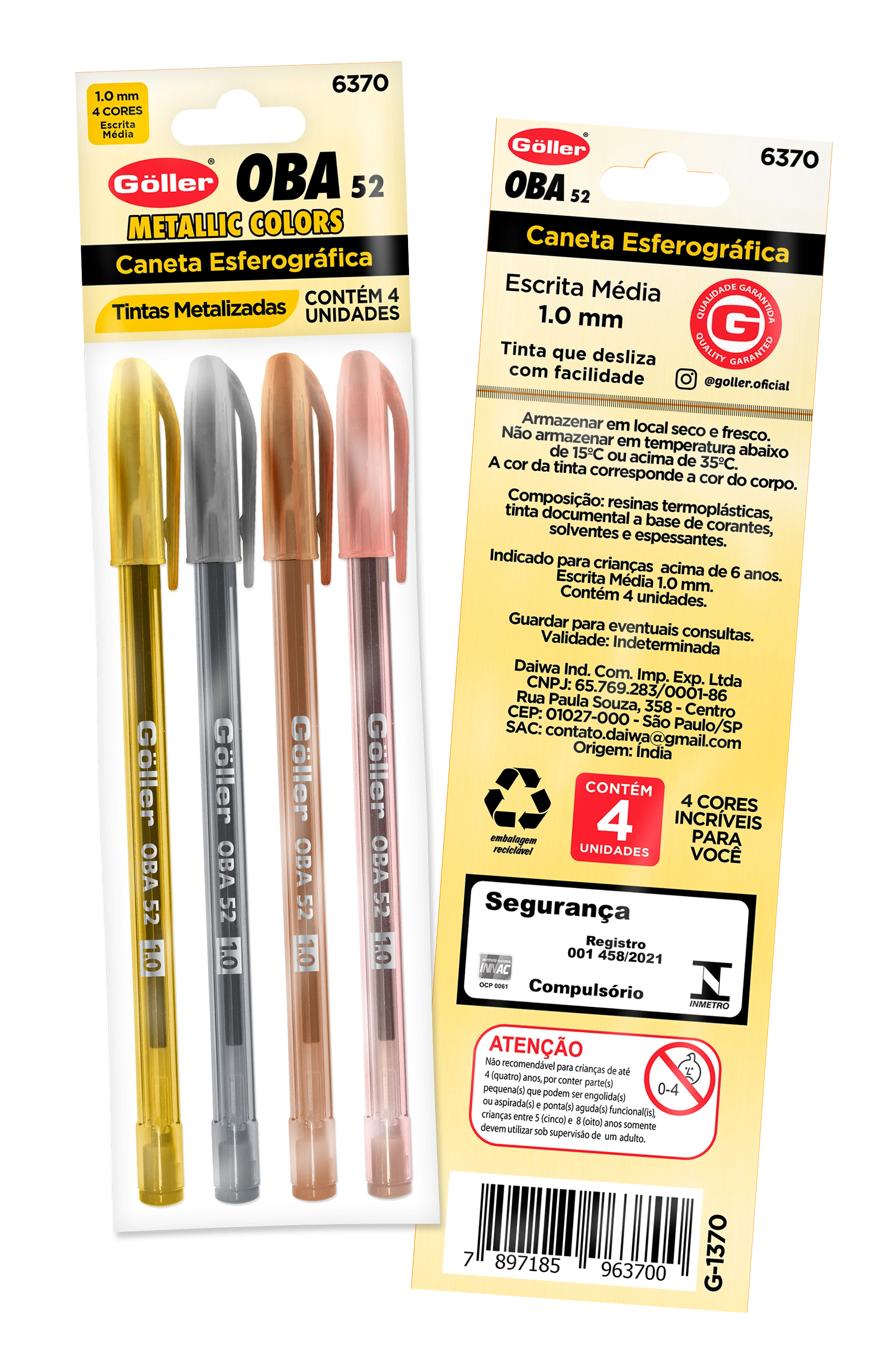 Caneta Esferografica Oba 52 Metallic Colors G 1370 Daiwa