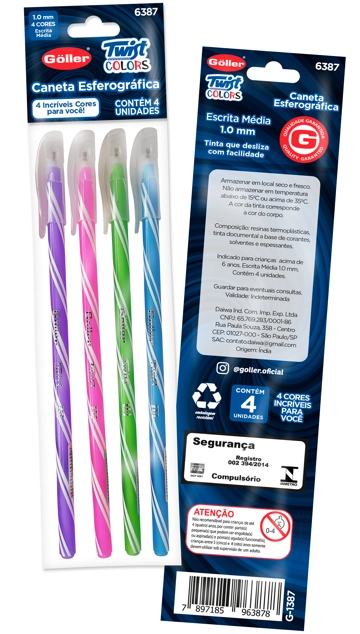 Caneta Esferografica Twist Sortidas 1.0mm G 1387 Daiwa
