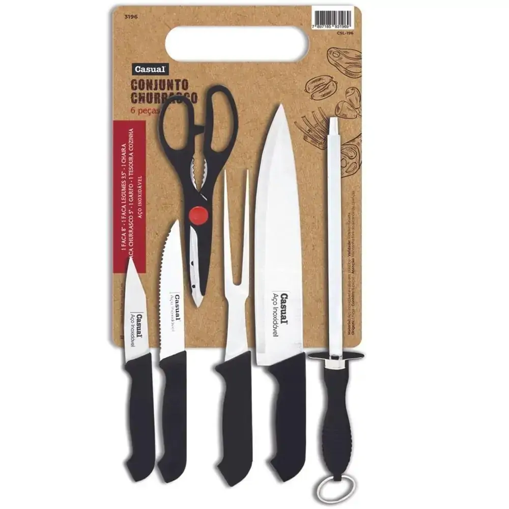 Conjunto para Churrasco 6 Peças Casual Gedex CSL-196