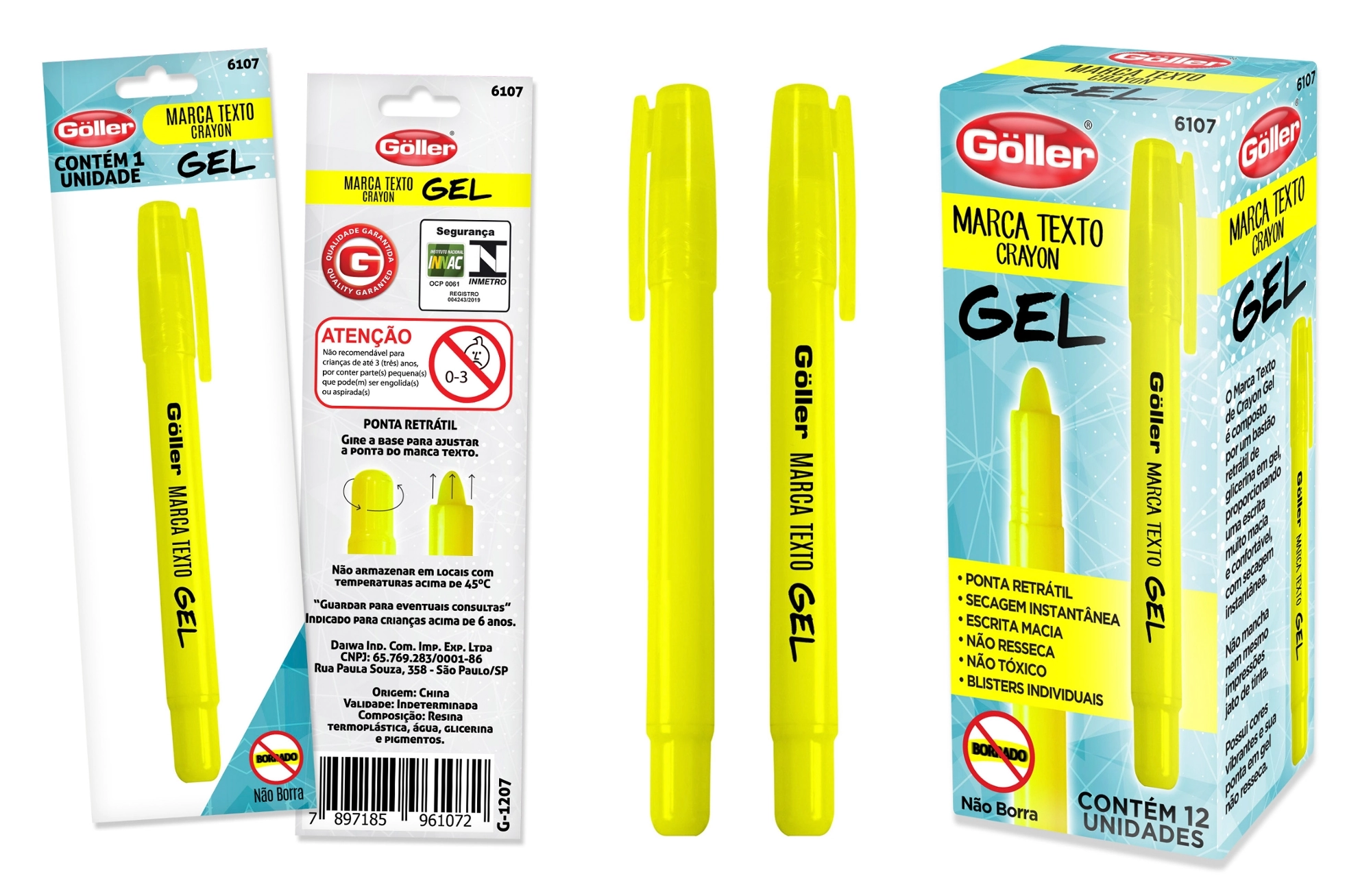 Marca Texto Crayon Gel Ref 6107 Goller
