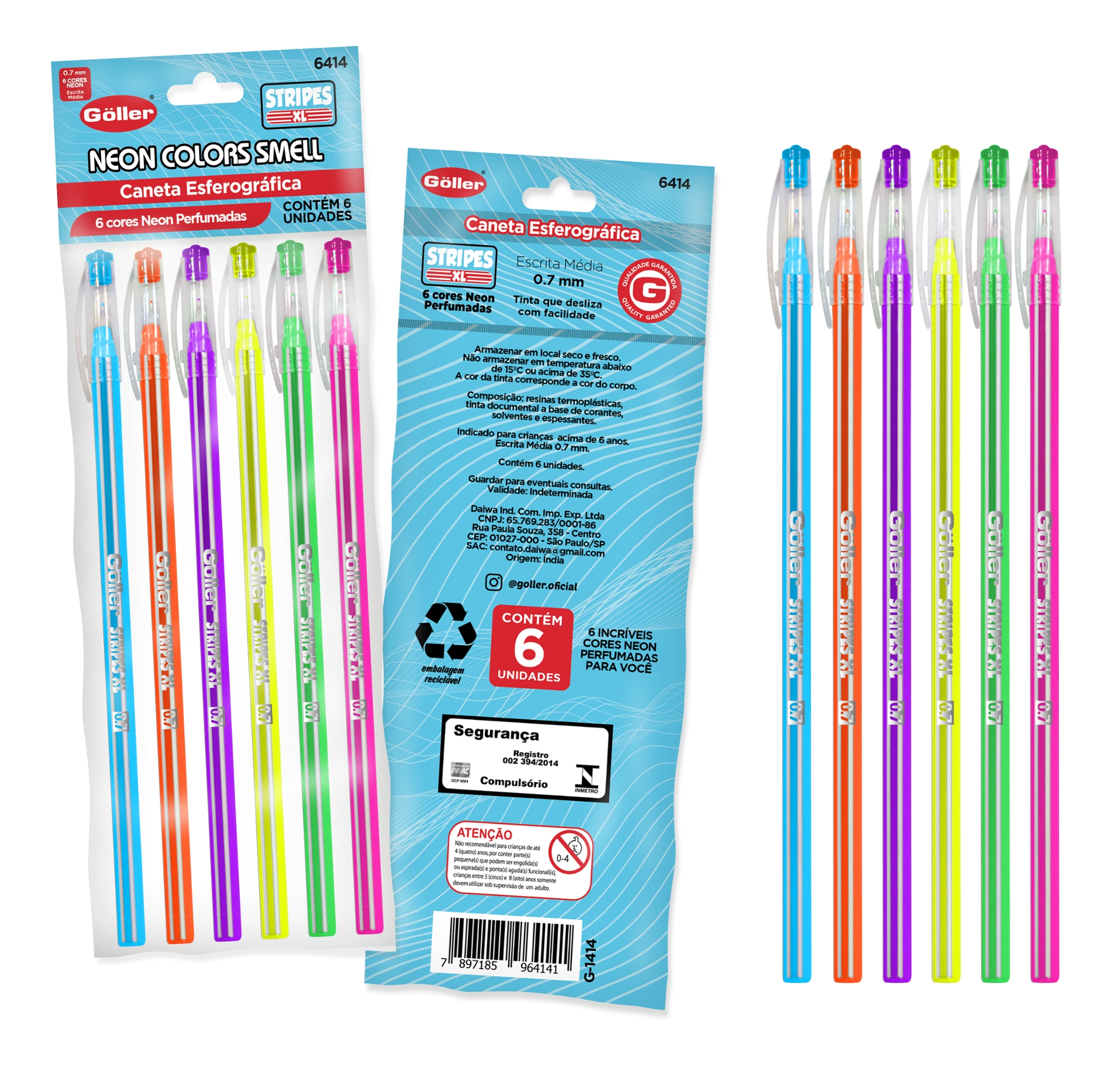 Caneta Esf.6414 Neon Colors C/6und 0,7mm