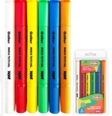 Marcador Texto Gel Wow Colors Sort 6un Ng 1488 Daiwa