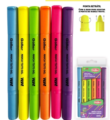 Marcador Texto Gel Wow Neon Sort 6un Ng 1490 Daiwa
