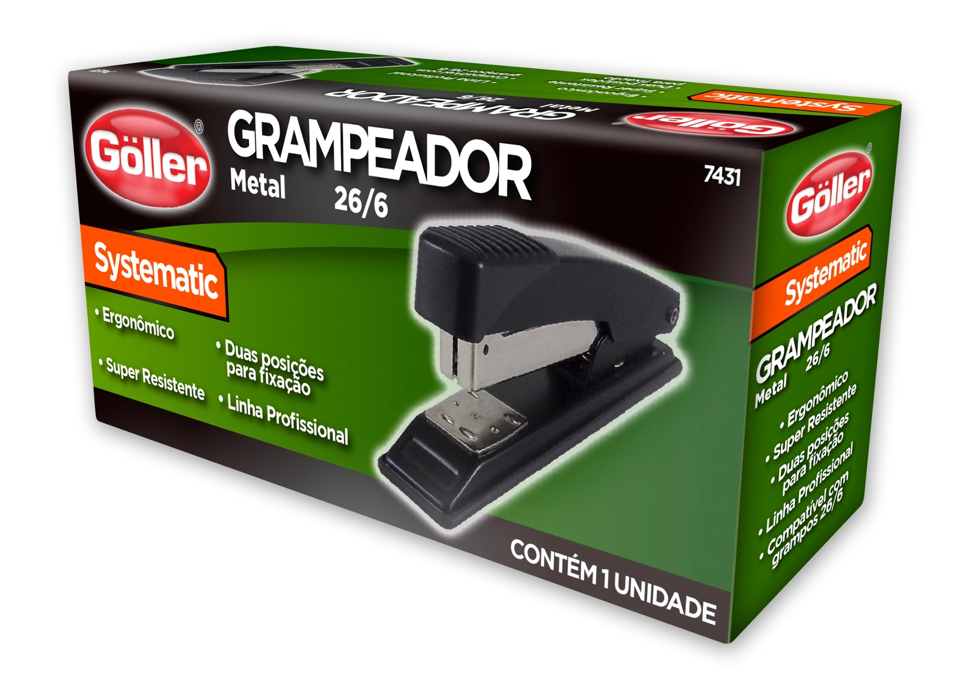 Grampeador de Metal 13 Cm Grampo 26/6 Systematic, Goller 7431 - 123853