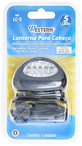 Lanterna para Cabeça Western Preta 5 Leds a Pilha AAA