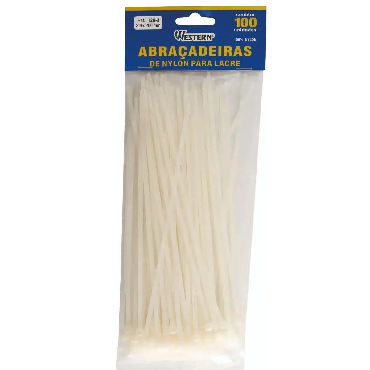 Abraçadeiras de Nylon para Lacre WESTERN Pacote com 100