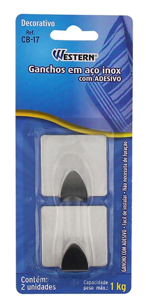 GANCHO DE PAREDE INOX 2 PEÇAS WESTERN CB-17