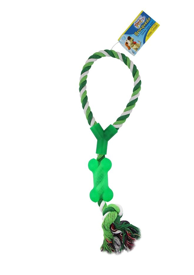 Brinquedo Mordedor Western Para Cães Corda Com Osso