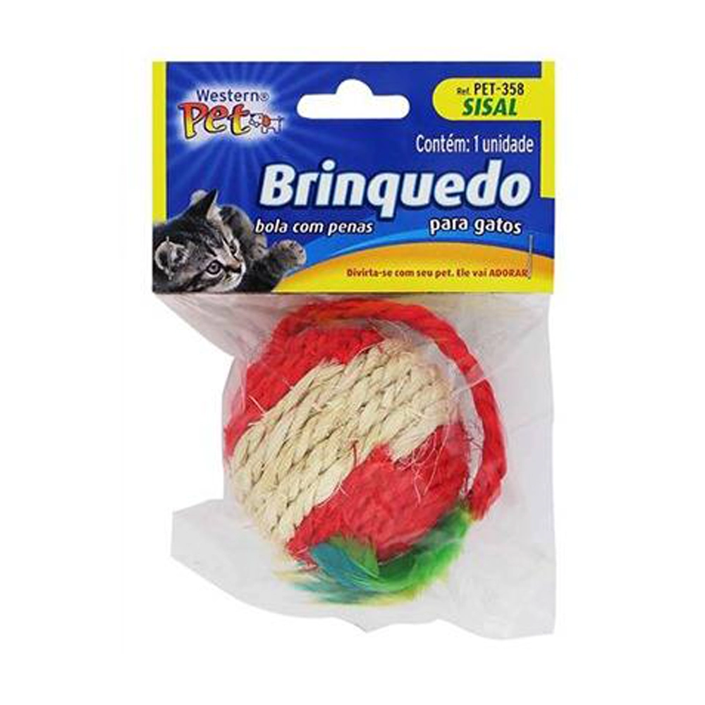 Brinquedo para Gatos Bola com Penas Westrern Pet