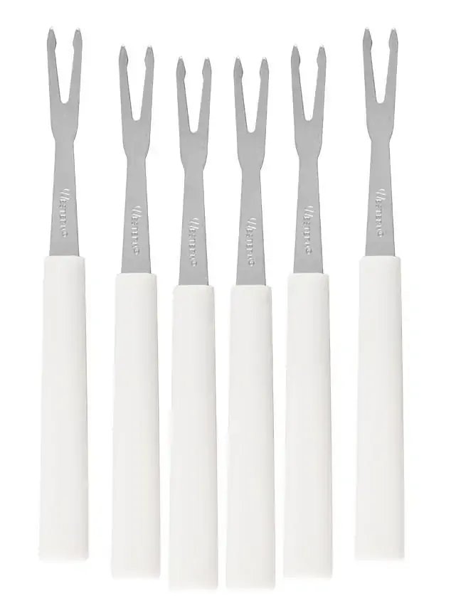 Garfo Garfinho Para Frutas E Petiscos De Inox Cabo Plástico Com 6 Peças