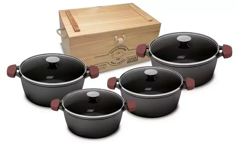 Conjunto De Caçarolas Ferro Fundido 4 Peças com Tampa de Ferro MTA 8650