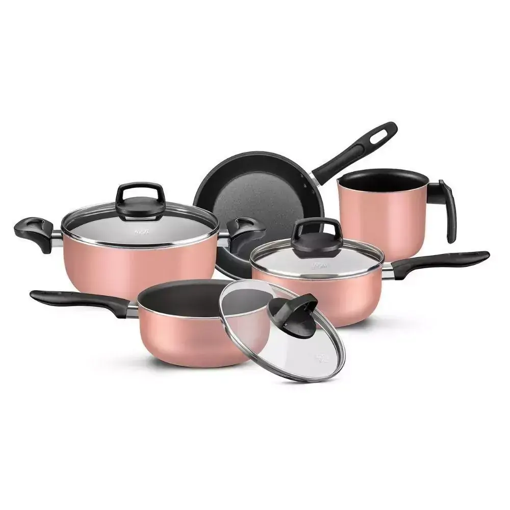 Conjunto de Panela Madri Antiaderente com 5 Peças Rose - MTA