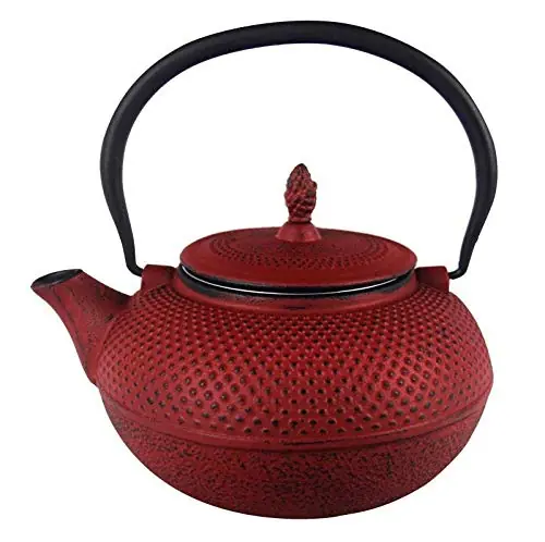 Chaleira de Ferro Fundido Com Cesto de Inox Vermelha MTA 8180